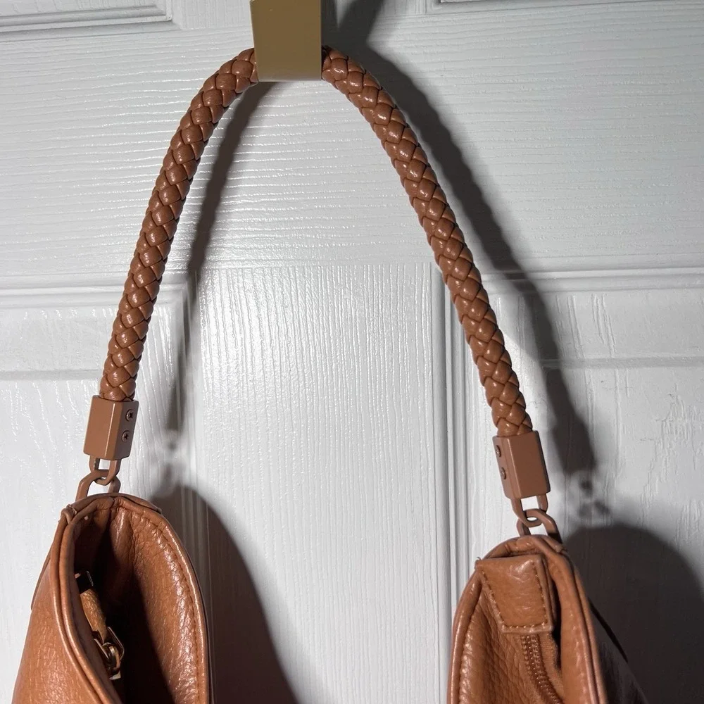 Antik Kraft Camel Slouch Hobo Shoulder Bag Vegan Braided Handle
